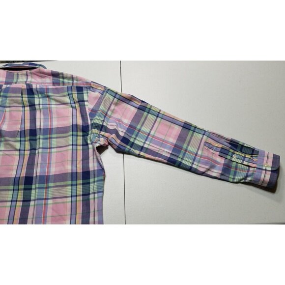 Ralph Lauren Long Sleeve Button Down Custom Fit Madras Plaid Casual Shirt Men L - Picture 7 of 10